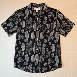 Sonoma Black and White Button Down Shirt with Cactus Print